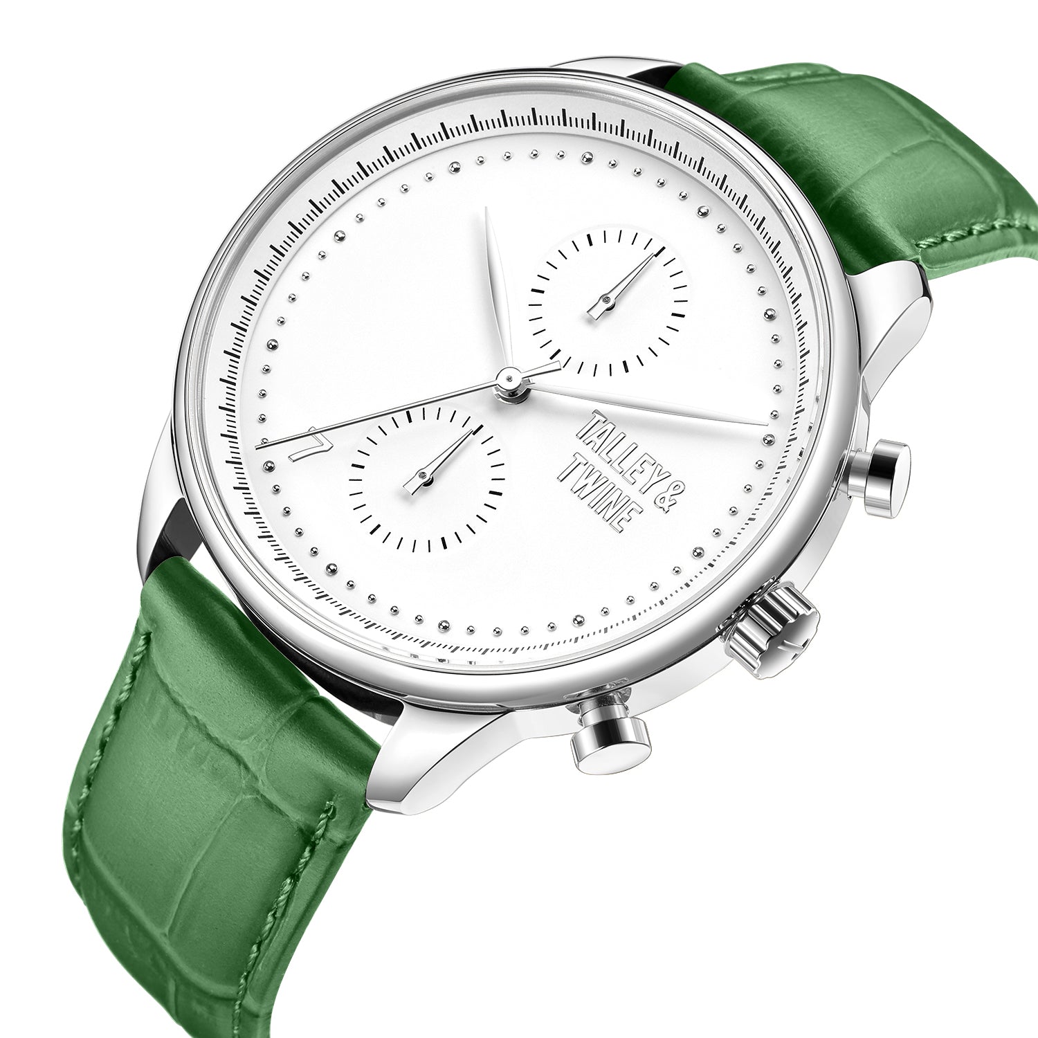 White & Silver - Green Leather