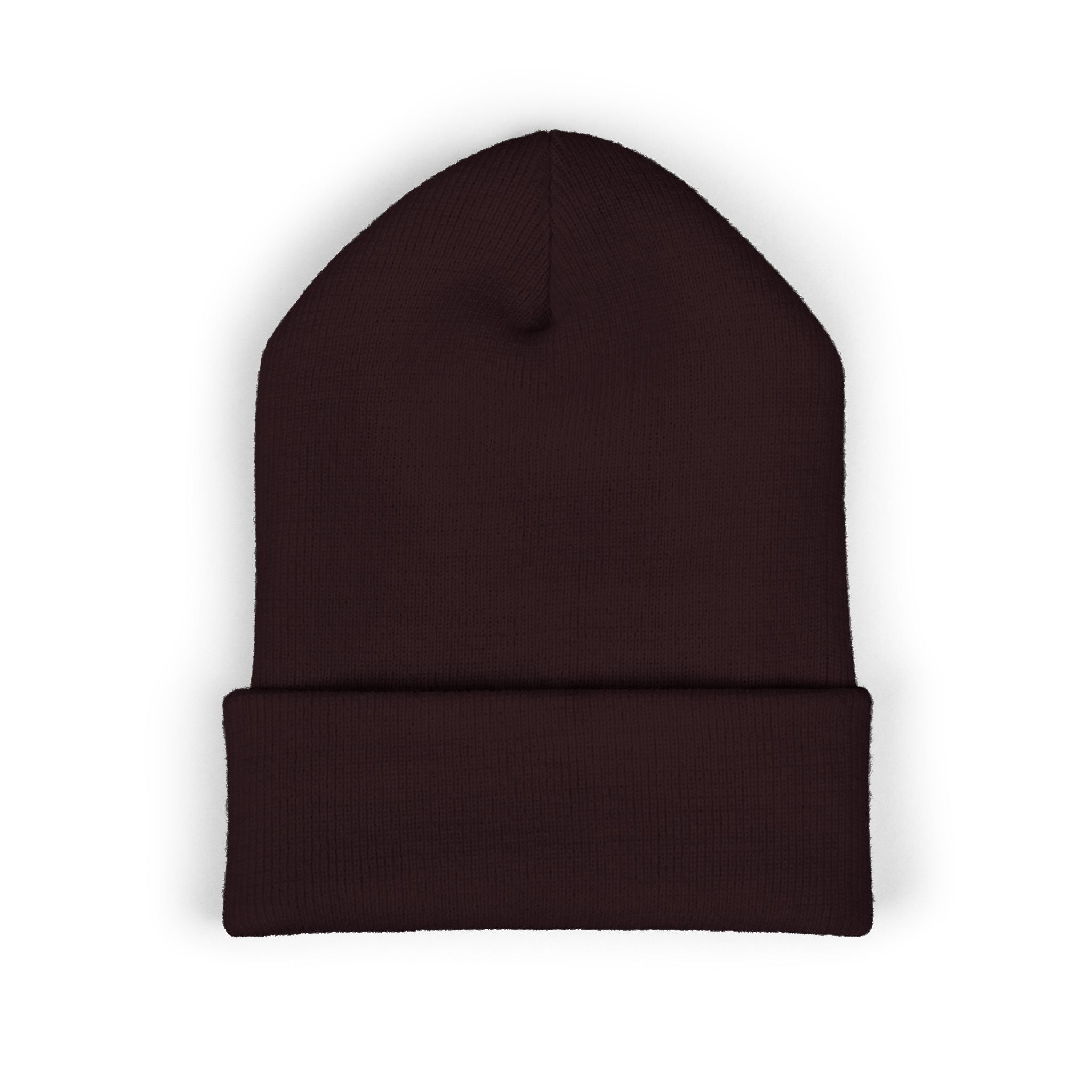 Talley & Twine Embroidered Cuffed Beanie — Classic Black Knit Hat