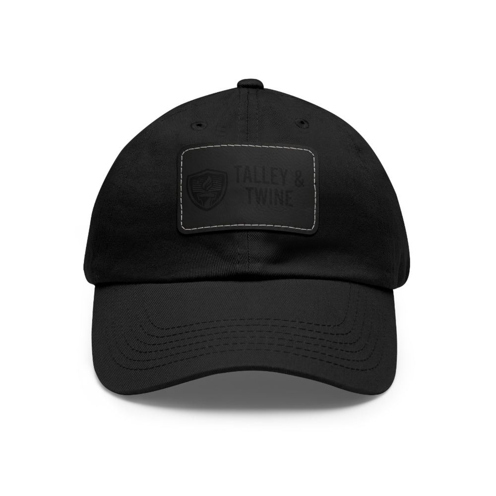 Talley & Twine Leather Patch Dad Hat — Minimal Black Baseball Cap with Rectangular Patch