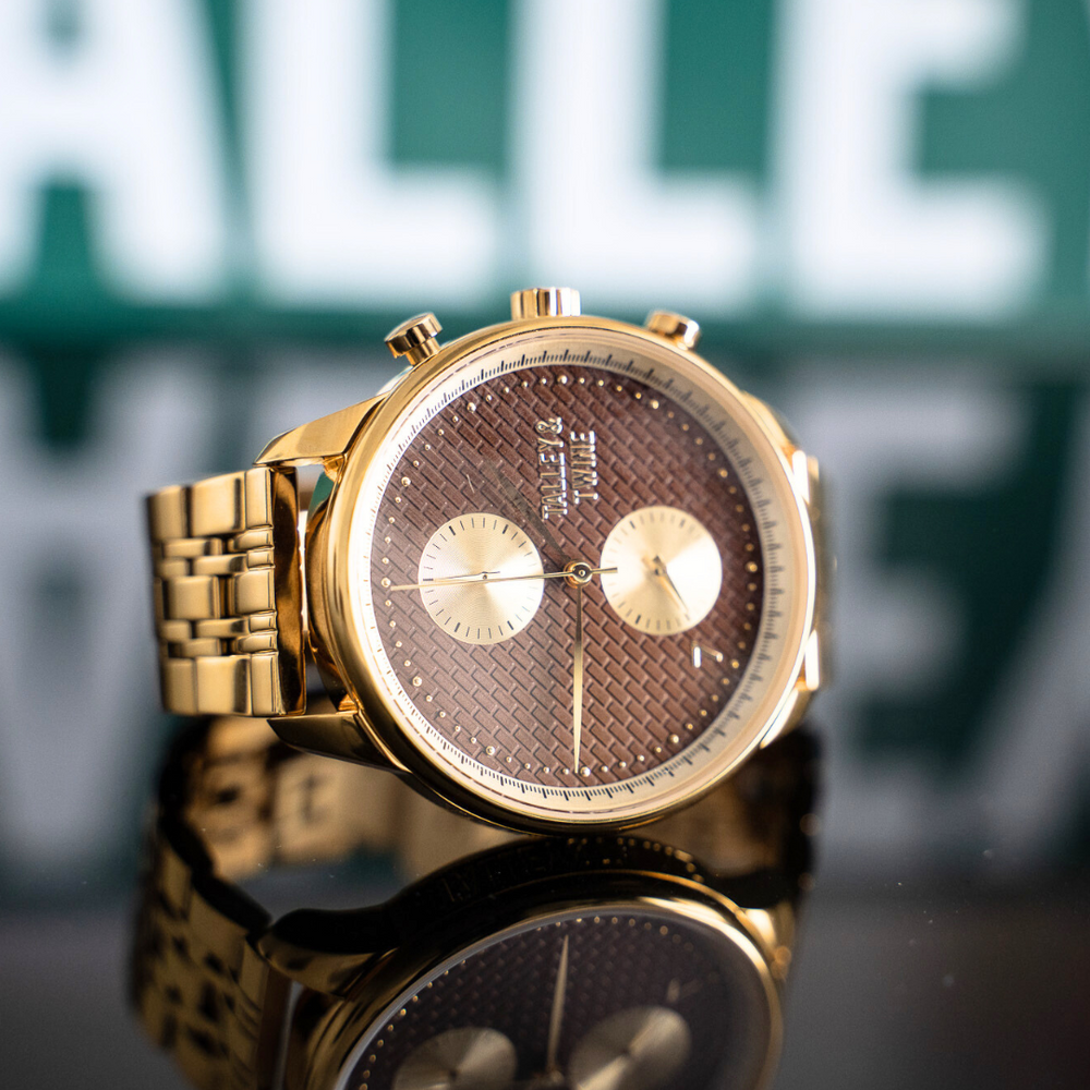 Worley Chronograph Gold & Chocolate Talley & Twine Watch Company