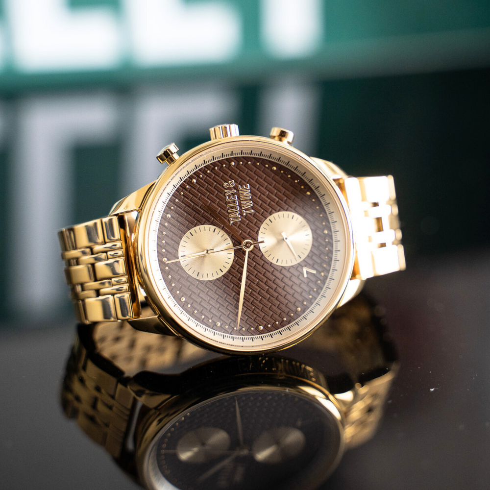 Worley Chronograph Gold & Chocolate Talley & Twine Watch Company
