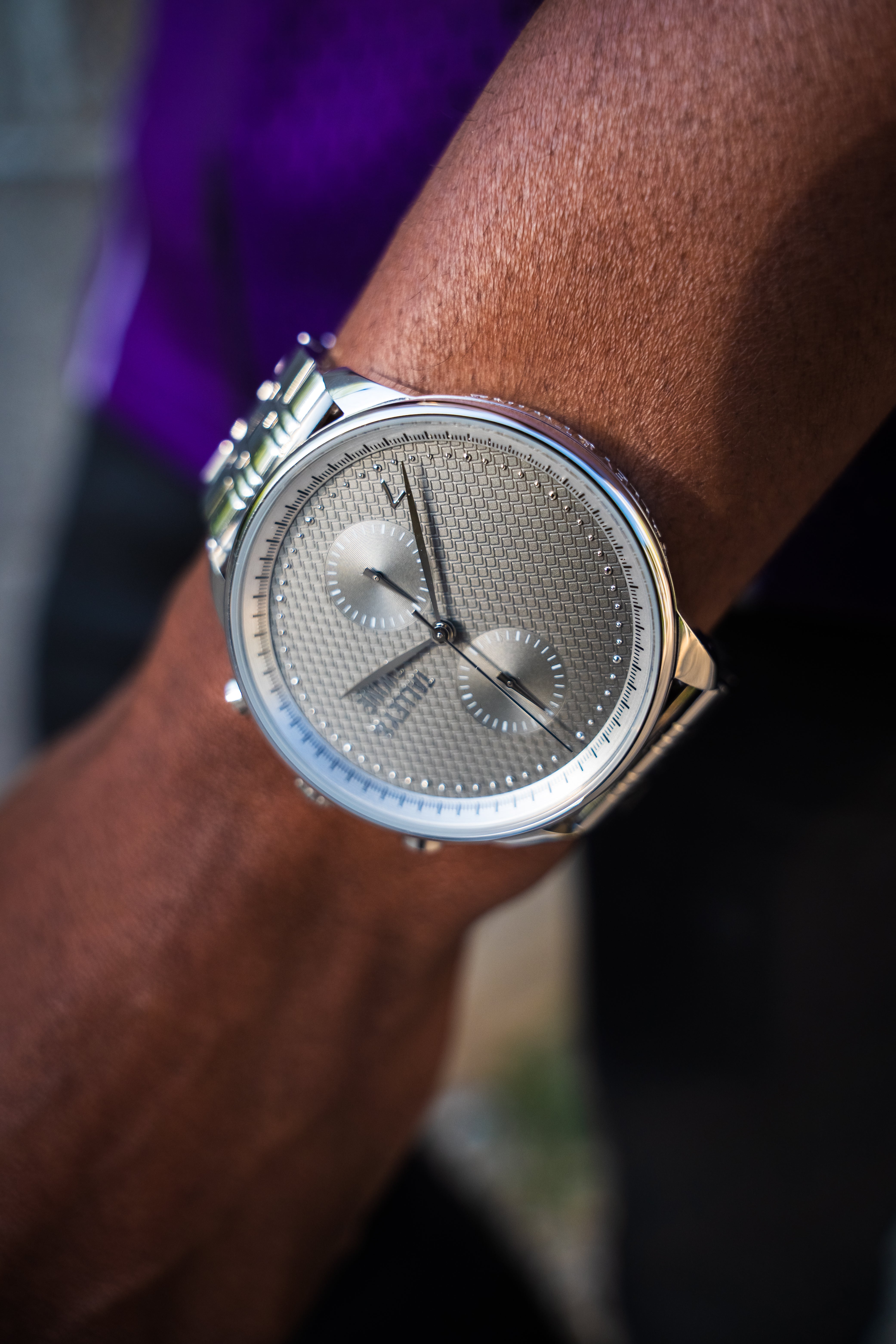 Worley Chronograph Grey Diamond Metal – Talley & Twine Watch Company
