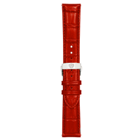 Red Calfskin Leather Band w/ Silver Accent