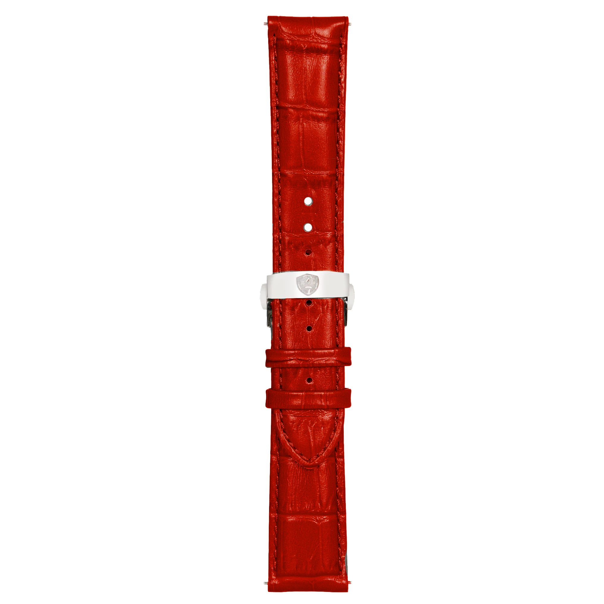 Red Calfskin Leather Band w/ Silver Accent