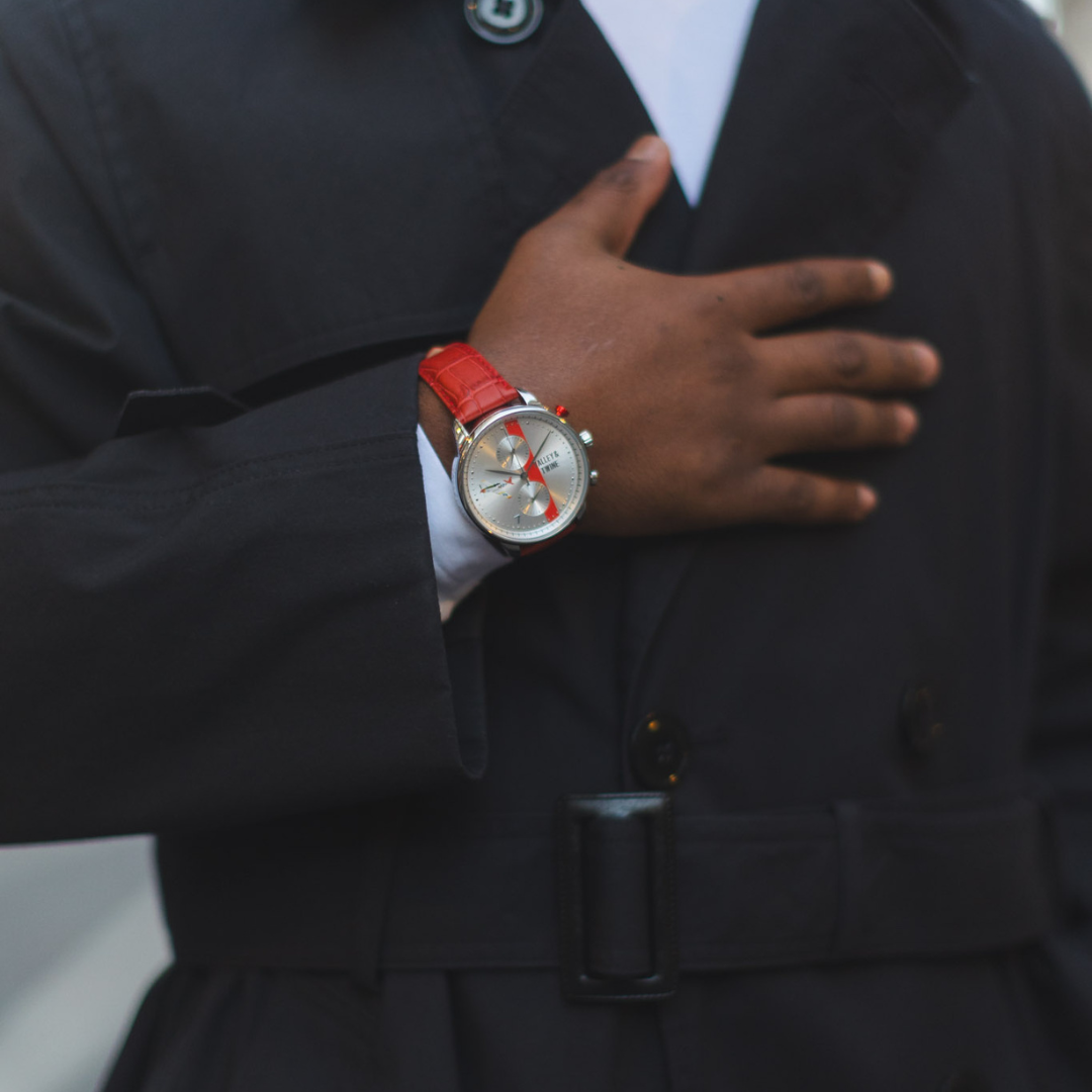 46mm Tuskegee Airmen "Red Tails" w/ Red Leather Band