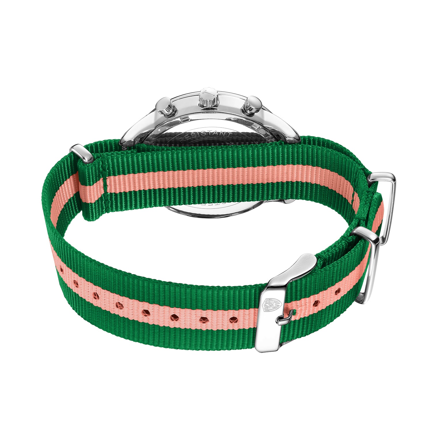 White & Silver - Pink & Green Canvas Band