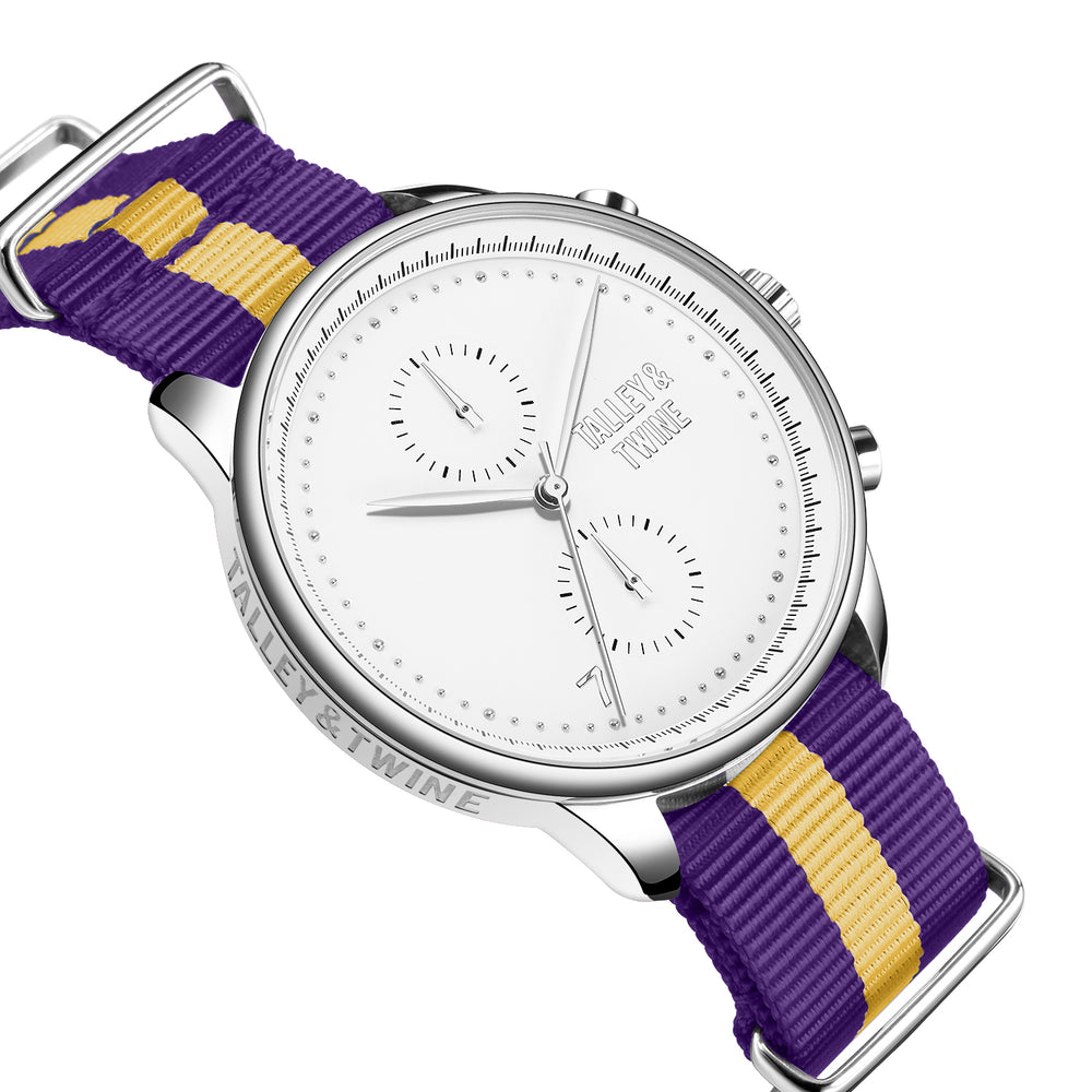 *PRE-ORDER ONLY! SHIPS BY FEBRUARY 29TH* White & Silver - Purple & Gold Canvas Band
