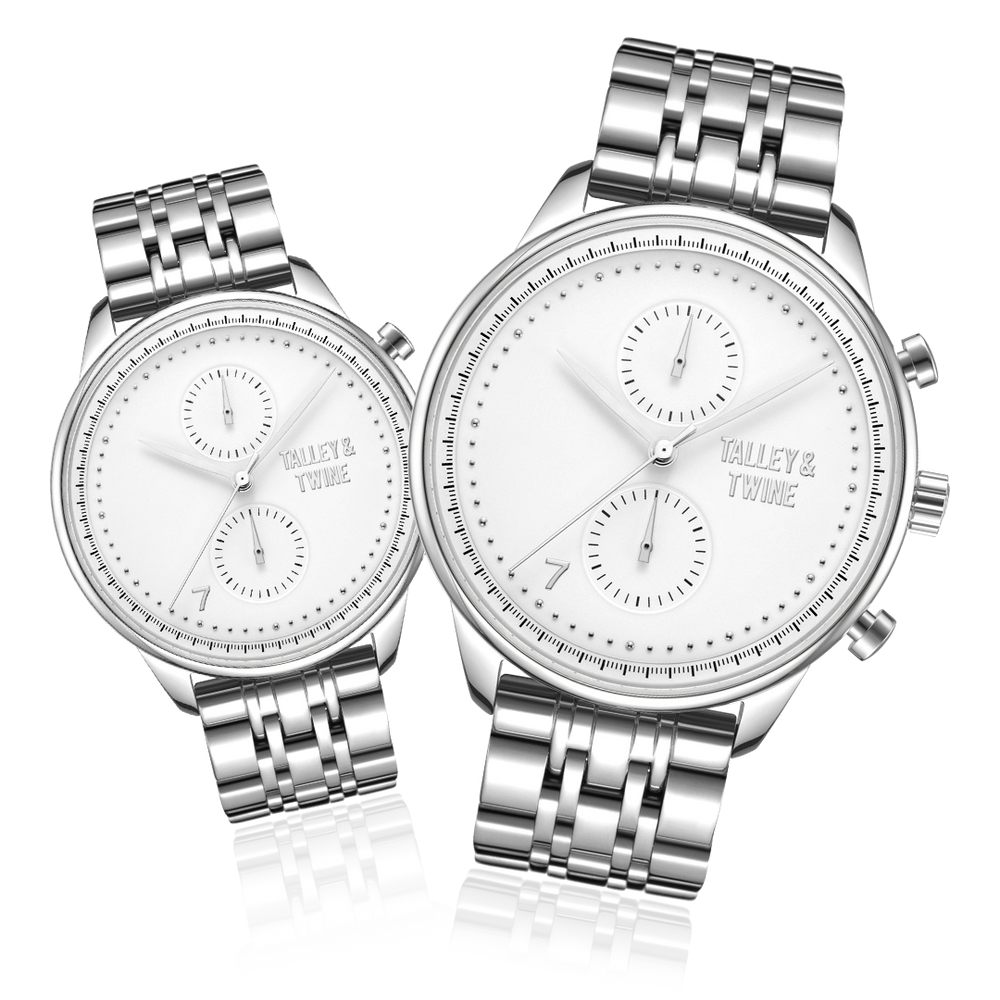 His & Her Gift Set: White & Silver