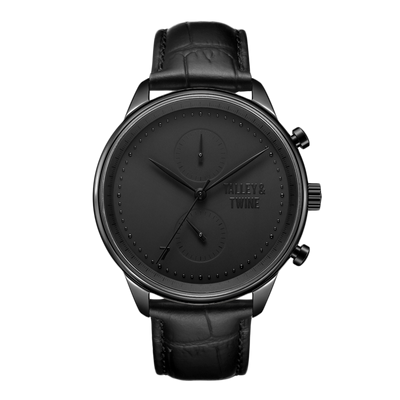 Black Chronograph Watch - Black Leather – Talley & Twine Watch Company